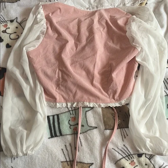 SHEIN Pink and White Crop Top - Picture 2 of 2